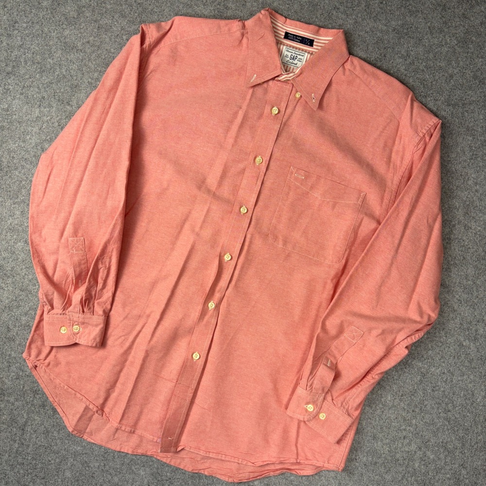 Gap Mens Classic Laundered Oxford Shirt Large Coral Salmon Cotton Button Down